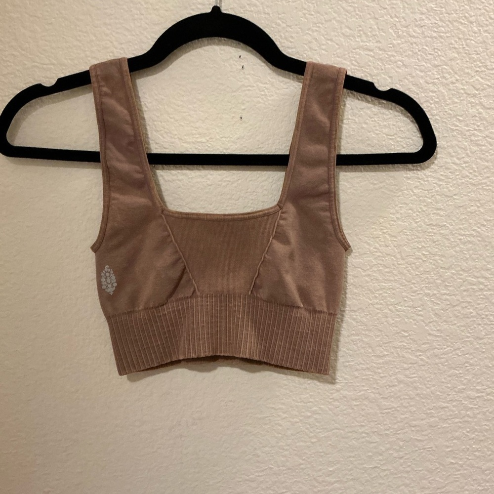 Free People Dusty Mauve Ribbed Seamless Sports Bra - Picture 3 of 4